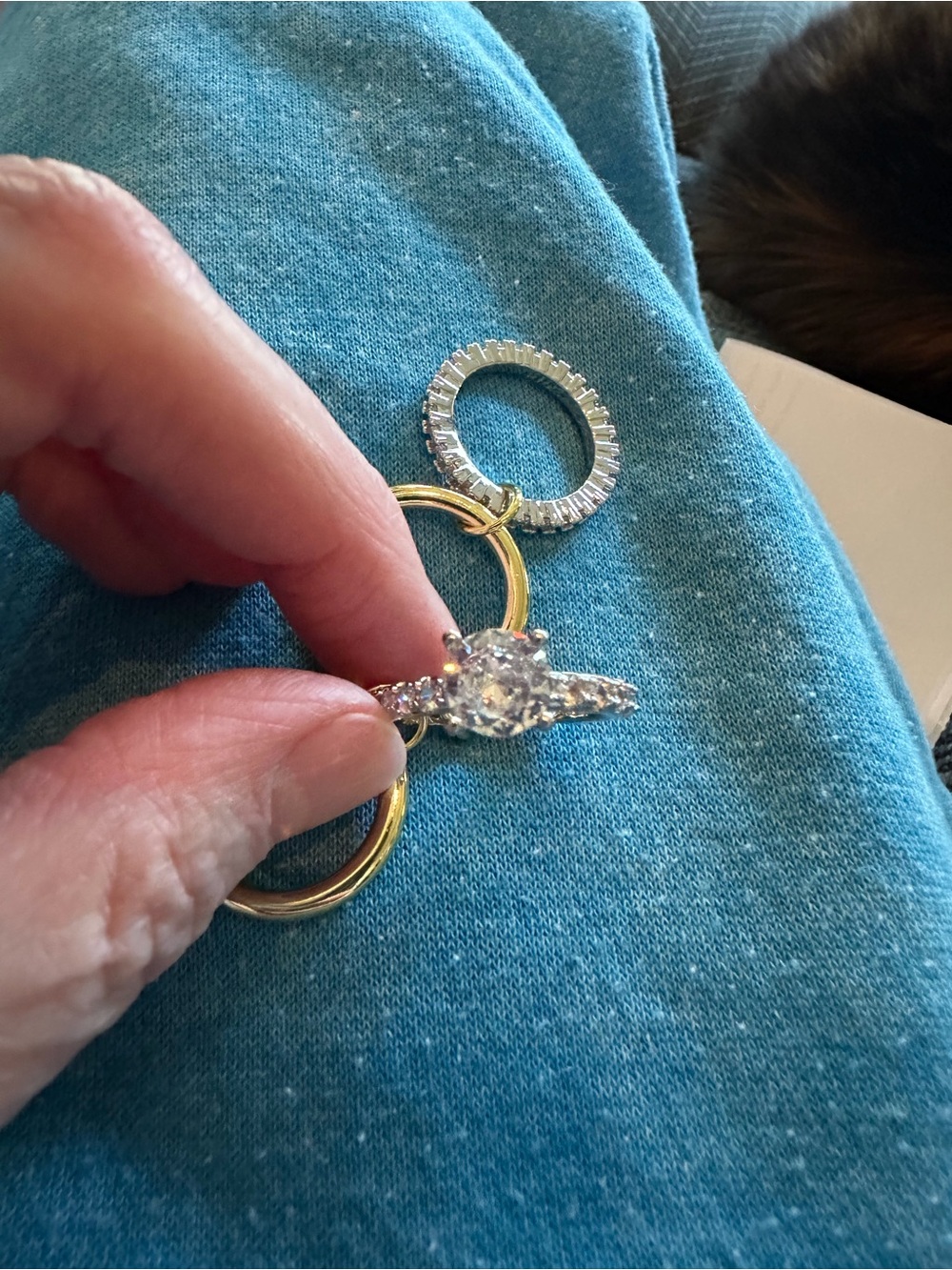 BB Lila Mixin’ Elegance Gold and Silver Quad Band Crystal Ring NWT 7.5 - Picture 4 of 5